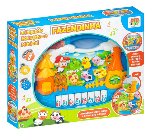 Teclado Infantil Musical Fazendinha Com Som E Luz Dm Toys Cor Modelo 2
