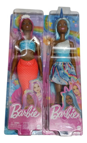 Pack 2 Muñecas Barbie Unicornio Y Sirena