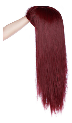 Mecanismo De Peluca Larga, Recta, Rojo Vino, De A Fashion La