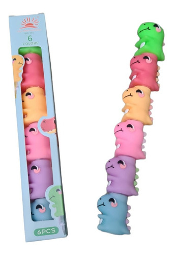 Kit Com 5 Caneta Marcador De Texto Mini Dinossauro Fofinho