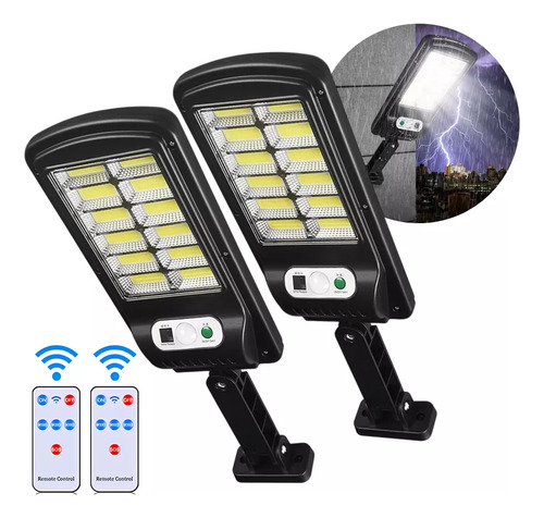 Kit 2 Refletores Solar Led Até 600w Com Controle Economia