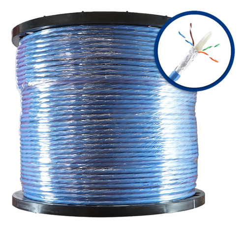 Cable Utp Cat6a 28awg Diametro Reducido Azul Bobina 305mt