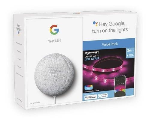 Asistente Google Nest Mini 2nd Gen + Tira Led Inteligente