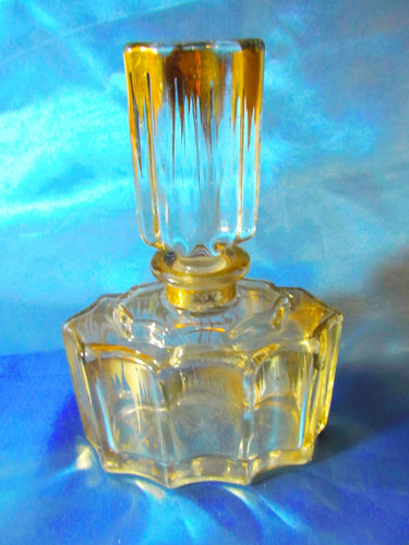 El Arcon Antiguo Perfumero De Cristal Decorado Oro 19cm 626