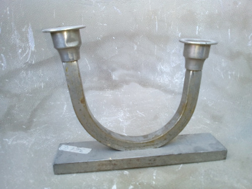 T-antiguo Portavelas Bronce Niquelado 18 X 3,8 X 13,8 Alto