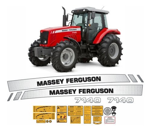 Kit De Adesivos Emblema Trator Massey Ferguson Mf 7140 