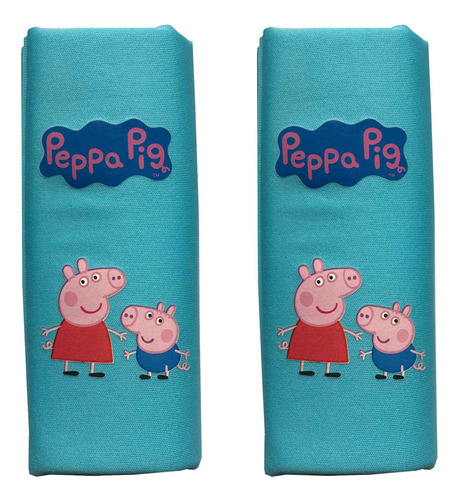 Par Mini Cubre Cinturon De Seguridad Auto Peppa Pig Niños Color Azul claro