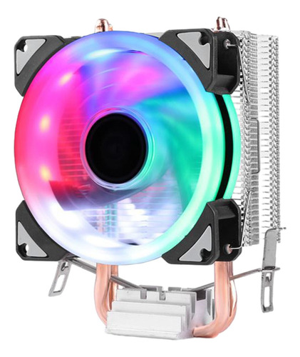 Computador Silencioso Com Tubo De Cobre Duplo Cpu Cooler Fan Led Tubo Duplo Lâmpadas Coloridas Três Agulhas Fã Único