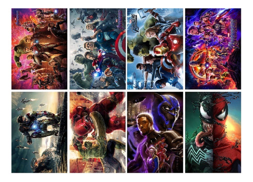 Paquete 8 Afiches Poster De Avengers Marvel 28x42cm