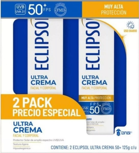Eclipsol Protector Solar Ultra Fps 50 De 125 Gr Uso Diario