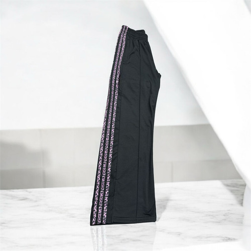Palazzo Negro Con Tiras Animal Print Rosa