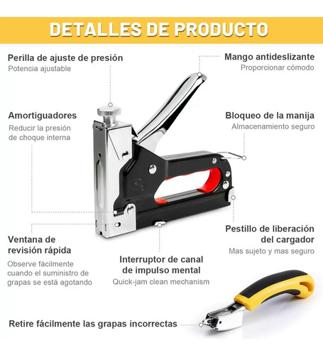 Engrapadora Metálica Trabajo Liviano + 6000 Grapas+guante