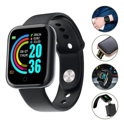 Smartwatch D20 Y68 Y68 1.3 Caja 44mm Silicona Liso Y Bisel N