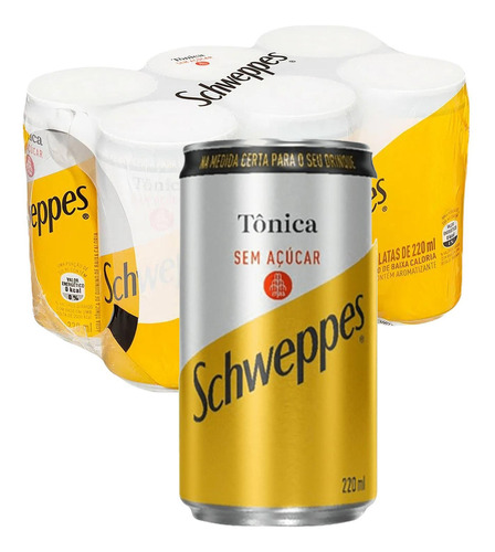 Schweppes Tônica Sem Açúcar 220ml (6 Latas)