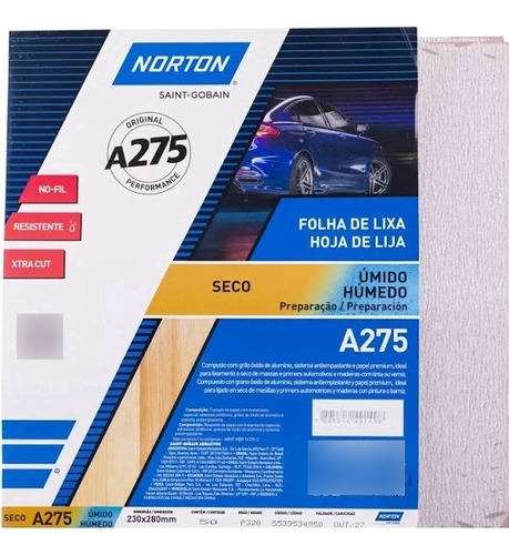 Lixa Parede Massa Madeira Norton A275 C/ 30un Grão 240 A 800 Quantidade De Cascalhos 320