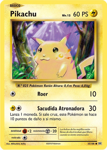 Cartas Pokemon Pikachu 35/108 Español Xy Evolutions Evo