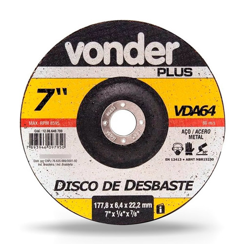 Disco De Corte Aço Ferro Metal Profissional Vonder 7  Vda64