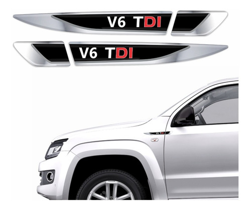 Par Emblemas Paralama Porta Volkswagen Amarok V6 Tdi Res28