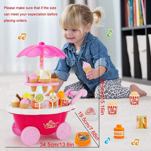 Imagen 6 de 6 de Disney Minnie Mouse Carrito Musical Postres 39 Pzs Original