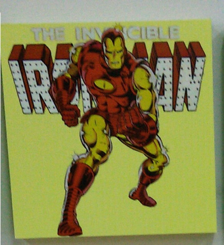 Mini Quadro De Madeira Marvel Comics Homem De Ferro Iron Man