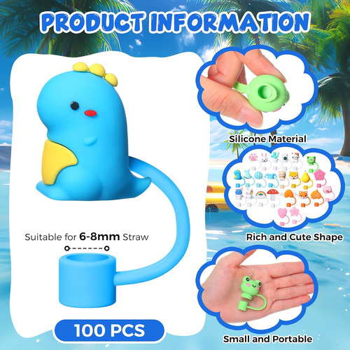 100 Fundas Suaves De Silicona Para Pajillas Y Vasos Reutiliz