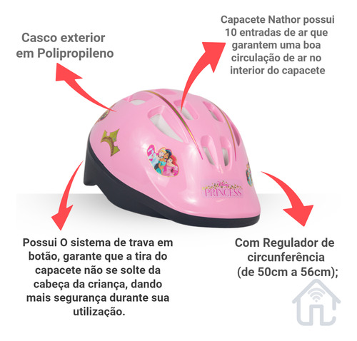 Bicicleta Princesas Disney E Capacete Infantil Nathor Aro 12