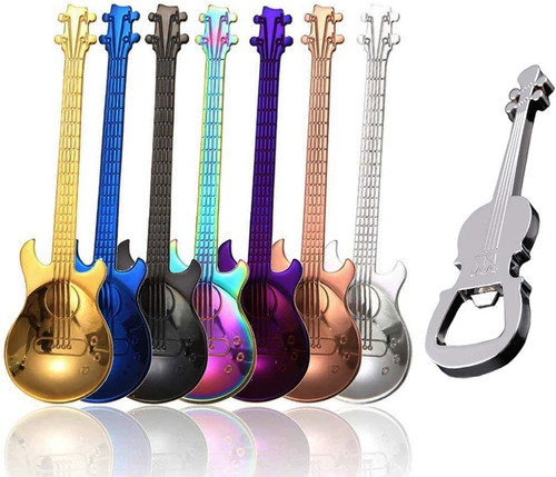 Set De Cucharas + Abrebotellas Esrise, Diseño De Guitarras