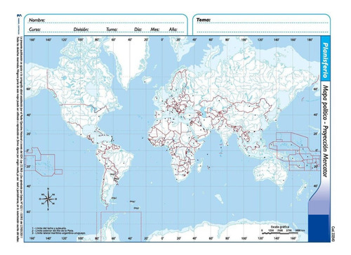 Mapa Escolar Planisferio N°6 División Político