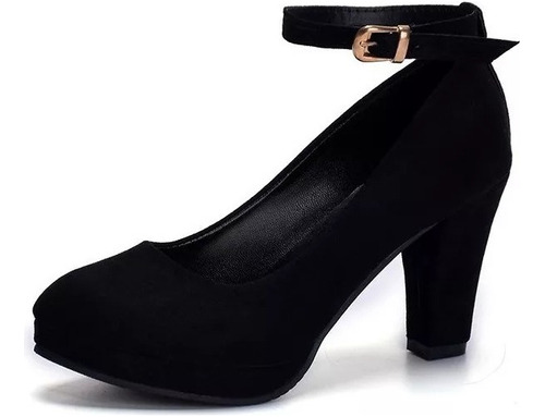 Zapatos De Tacón Grueso Para Mujer En Color Negro [u]