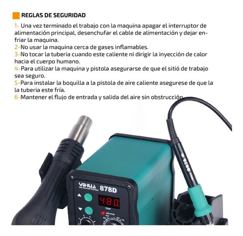 Imagen 7 de 10 de Estacion De Soldado Aire Caliente Smd Soldador Punta Cautin
