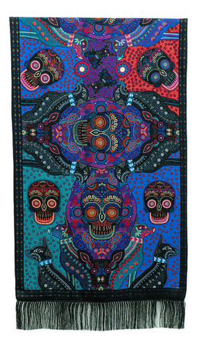 Chalina Con Terciopelo Día De Muertos Mictlán Color Negrochctdmm
