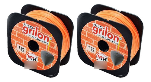 2 Rollos Tanza Hilo Albañil 0.80 Mm Grilon 200m Naranja Fluo