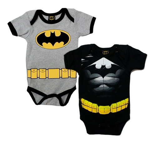 Imagen 1 de 8 de Pañalero Bebé Ropa Dc Comics Batman Musculos Set 2 Piezas