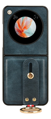 Capa De Couro Com Alça Azul Para Zte Nubia Red Magic 7 Pro
