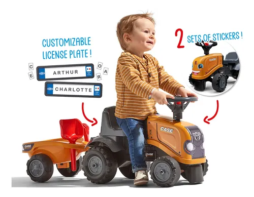 Tractor Ride-on Toy Falk Case Ce Con Remolque, Rastrillo Y P