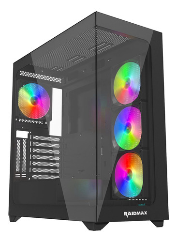 Gabinete Pc Raidmax I800tbf 4x Fan Argb Cristal Atx Gamer Pc