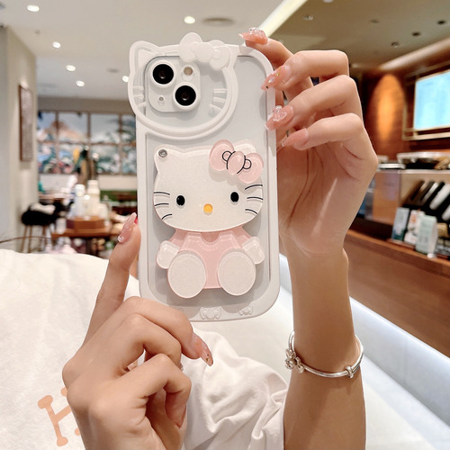 Qu Para iPhone Funda,mirror+silicone Phone Case Gatito