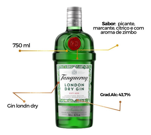 Gin Tanqueray 750ml Com Selo Ipi Pronta Entrega Frete Grátis