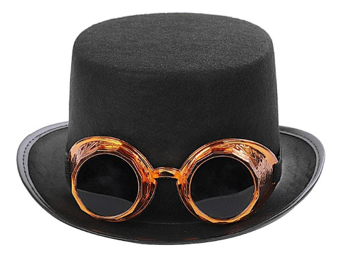 Goth Steampunk Top Hat Con Gafas Cosplay Disfraz Sombrero