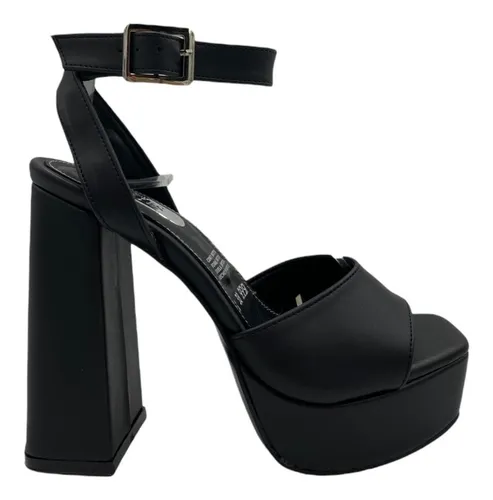 Zapatillas negras con tacon grueso hot sale