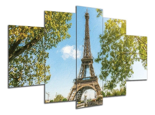 Kit 5 Placa Quadro Decorativo Paris Torre 3d Borda Infinita