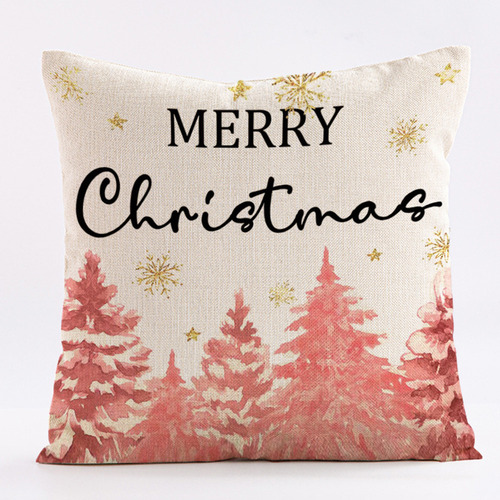 - Funda De Almohada De Lino Christmas Elk Snowman De 45 Cm