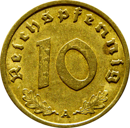 Moneda: Segunda Guerra Mundia / 10 Reichspfennig 1938 - A