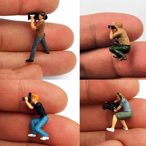 4x 1/87 De Fotógrafo Personas Modelo Muñeca Tren Parque
