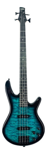 Contrabajo activo Ibanez Gsr 280qa Tms de 4 cuerdas, color TMS: Transparent Marine Sunburst, guía para la mano derecha