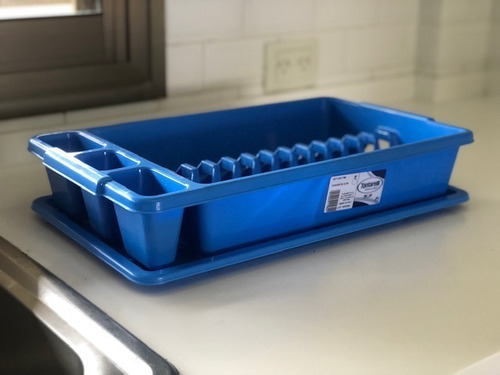 Escurridor Secaplatos Plastico Bandeja Italiano Tontarelli Color Azul