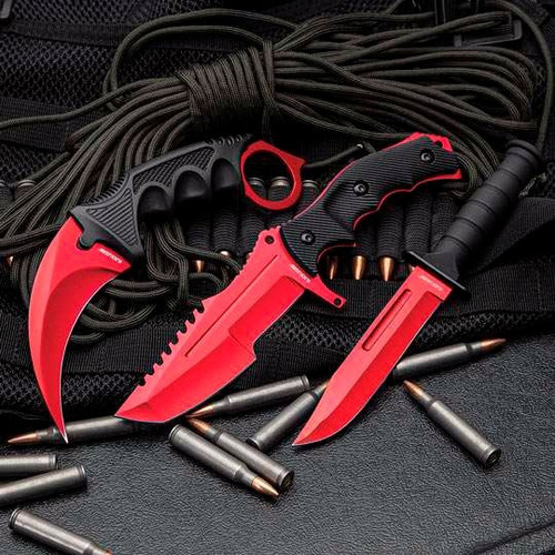 Set De 3 Cuchillos Black Legion Atomic Red Counter Strike:go Color Rojo