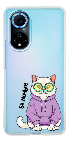 Funda Para Huawei Mujer Gatito Khao Manee Cool Con Tu Nombre
