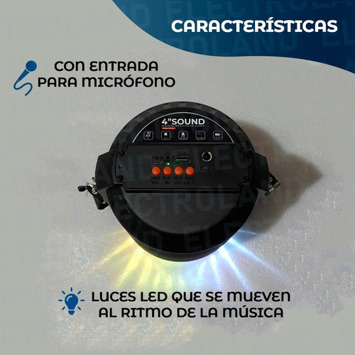 Imagen 4 de 10 de Parlante Portátil Bluetooth Con Luz Led Recargable Usb 500w