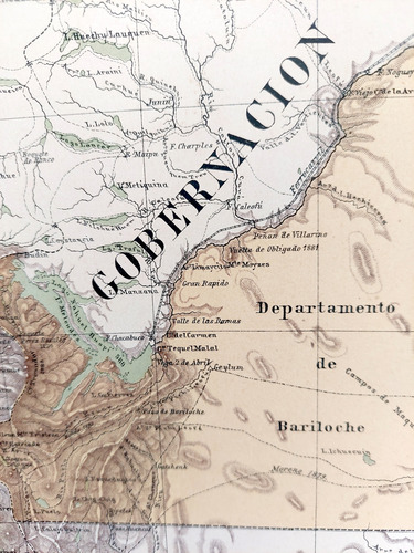 Mapa 1886 Rio Negro Ferrocarriles Telegrafos Indios Sendas (Usado)